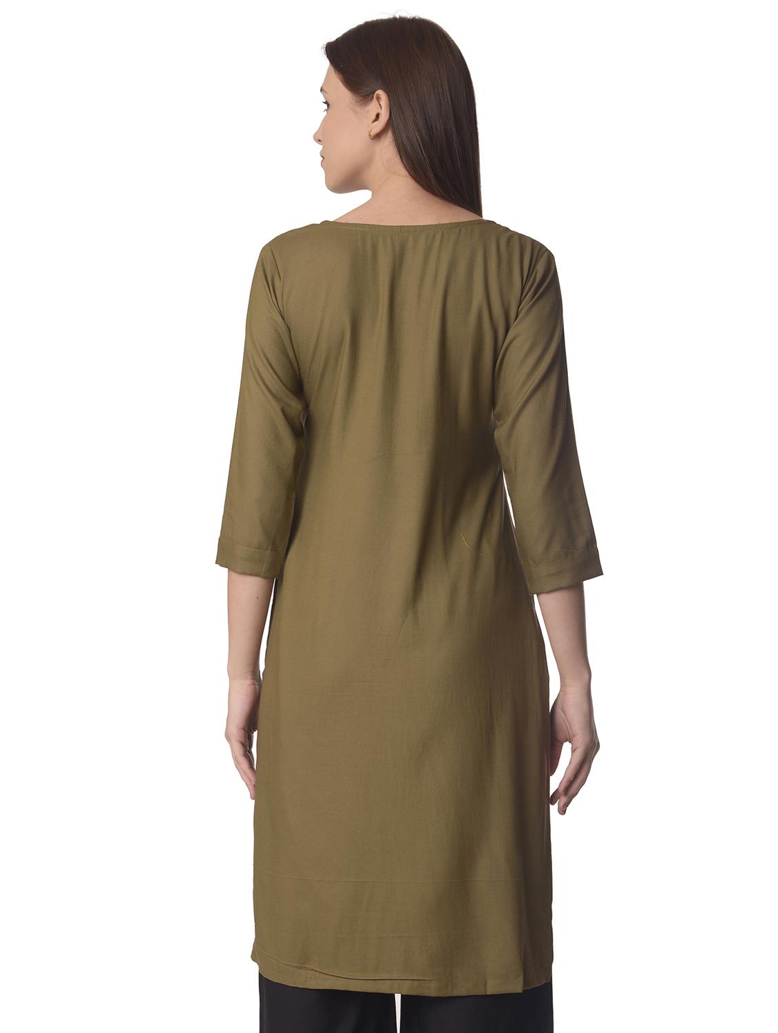 women three quarter sleeve straight kurta - 21070490 - Standard Image - 2