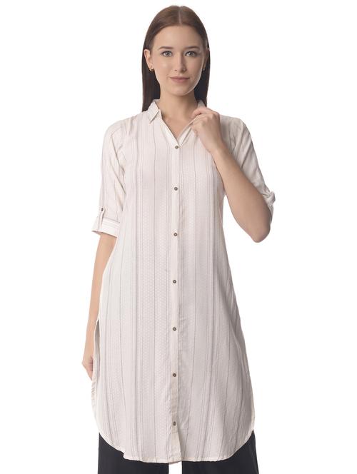 women three quarter sleeve straight kurta - 21070491 - Standard Image - 0