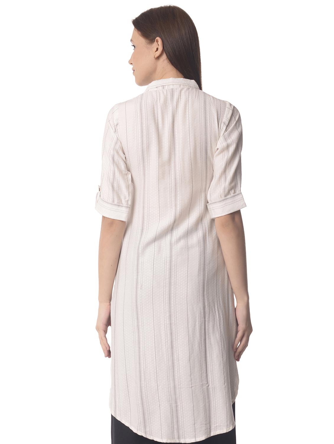 women three quarter sleeve straight kurta - 21070491 - Standard Image - 2