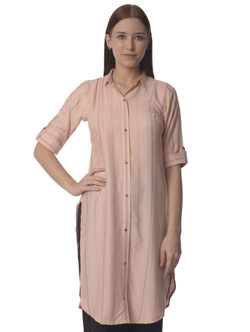 women three quarter sleeve straight kurta - 21070493 - Standard Image - 0