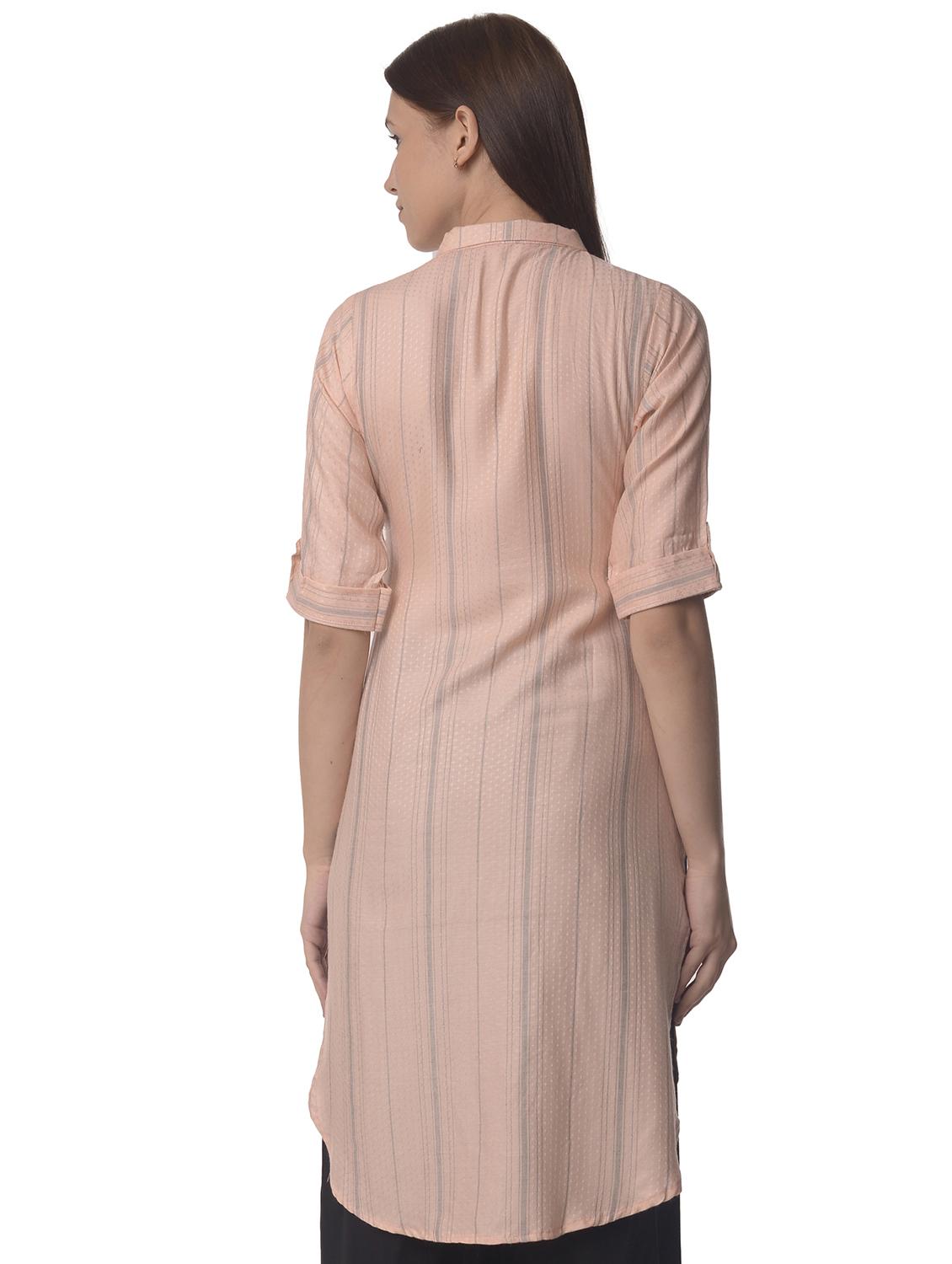women three quarter sleeve straight kurta - 21070493 - Standard Image - 2