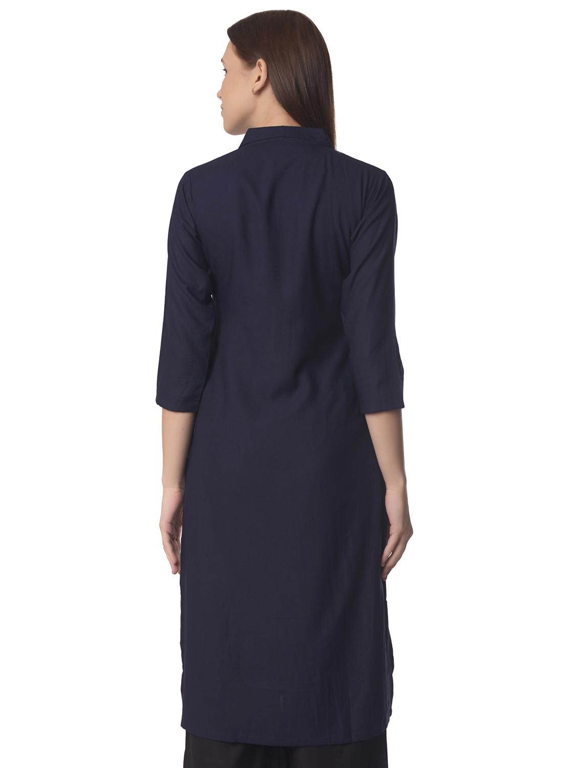 women three quarter sleeve straight kurta - 21070495 - Standard Image - 2