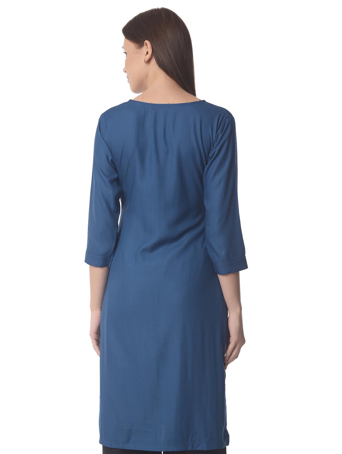 women three quarter sleeve straight kurta - 21070500 - Standard Image - 2