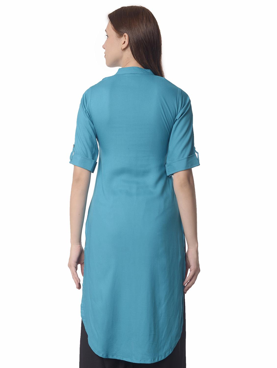 women roll up sleeve straight kurta - 21070502 - Standard Image - 2