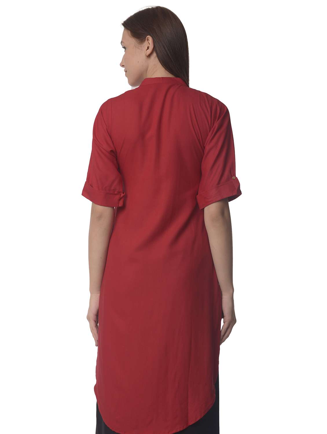 women roll up sleeve straight kurta - 21070503 -  Standard Image - 2