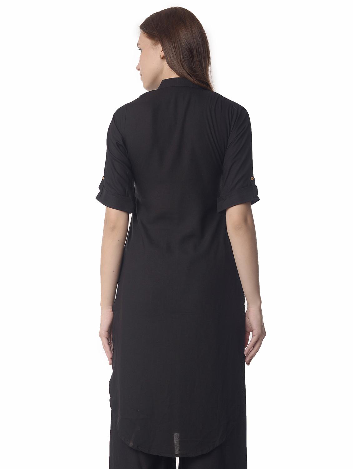 women roll up sleeve straight kurta - 21070504 - Standard Image - 2