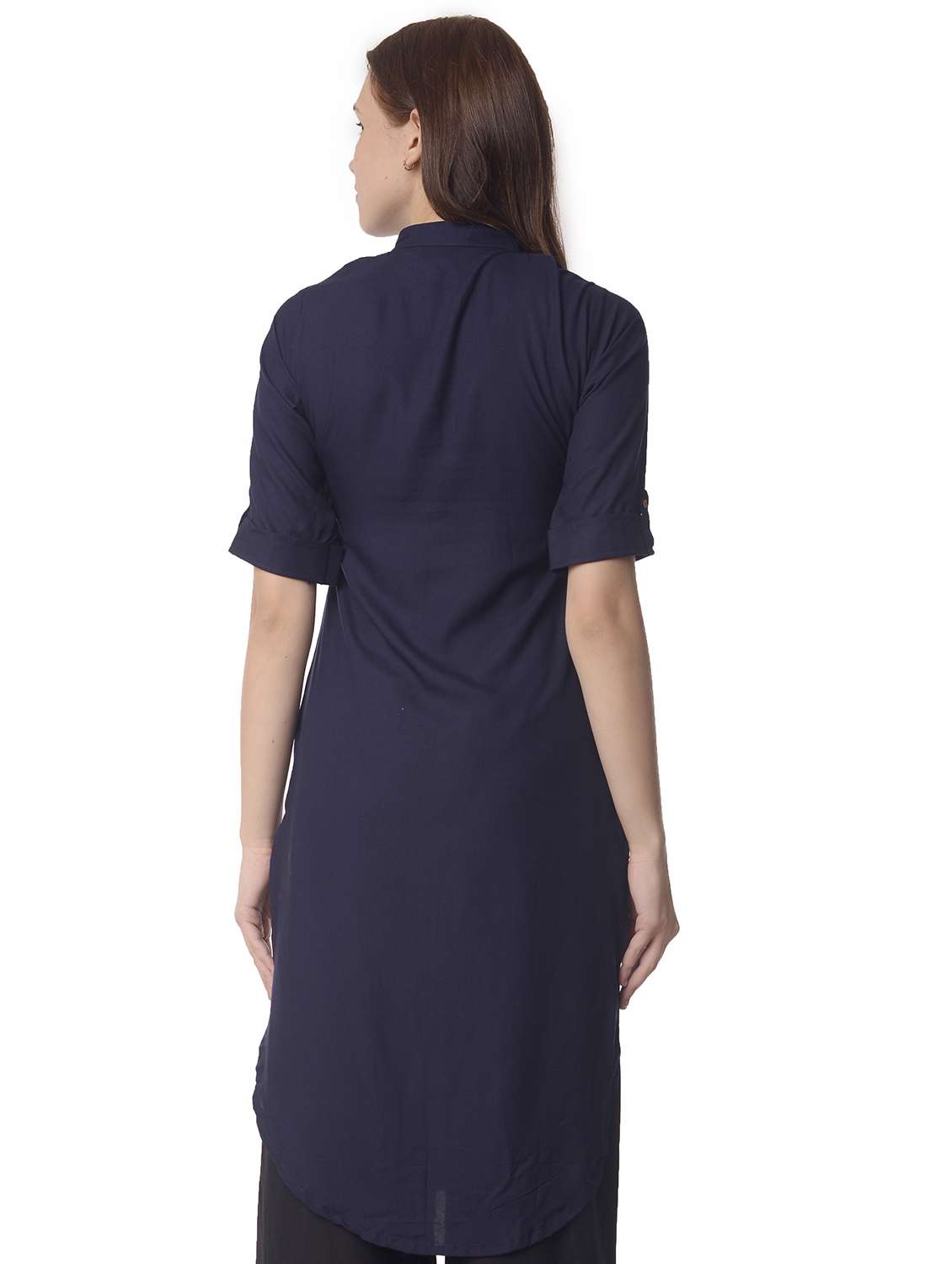 women roll up sleeve straight kurta - 21070505 -  Standard Image - 2