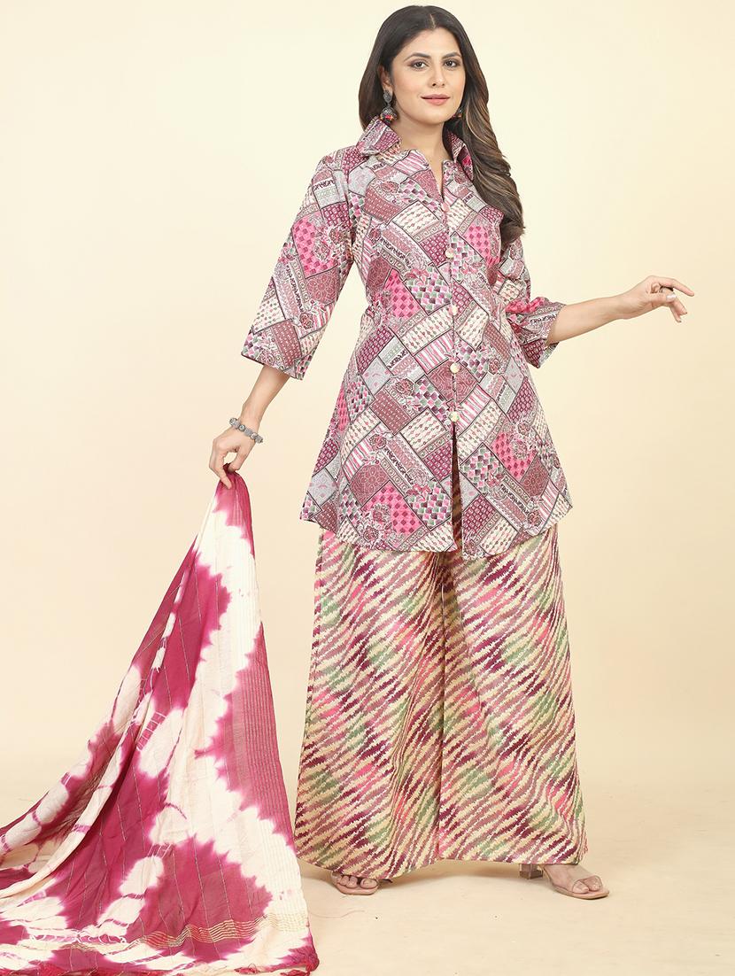 women printed unstitched suit set - 21070584 -  Zoom Image - 0
