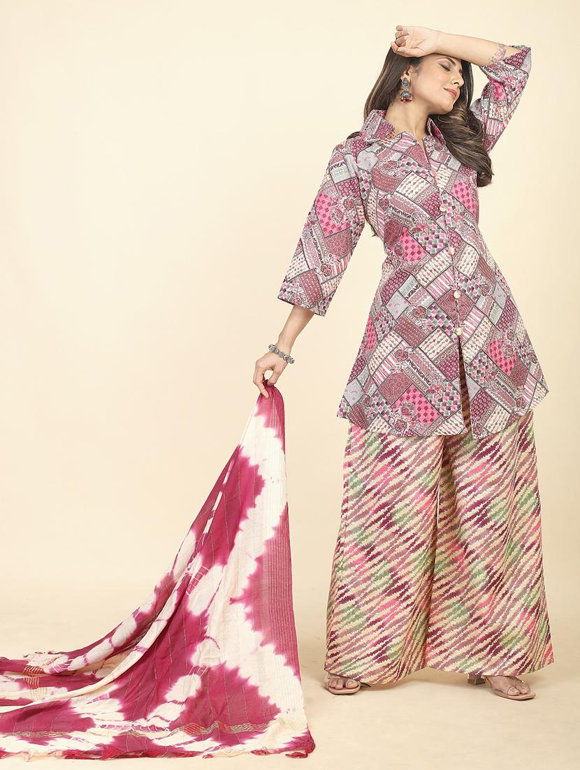 women printed unstitched suit set - 21070584 - Standard Image - 2