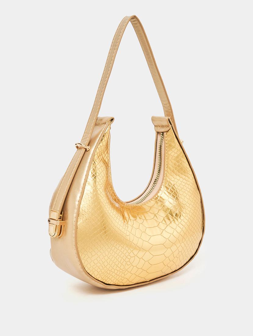 gold leatherette (pu) textured handbag - 21071580 - Zoom Image - 0