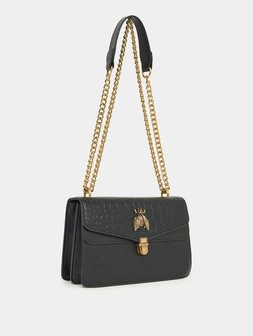 black leatherette (pu) textured sling bag - 21071590 -  Standard Image - 0