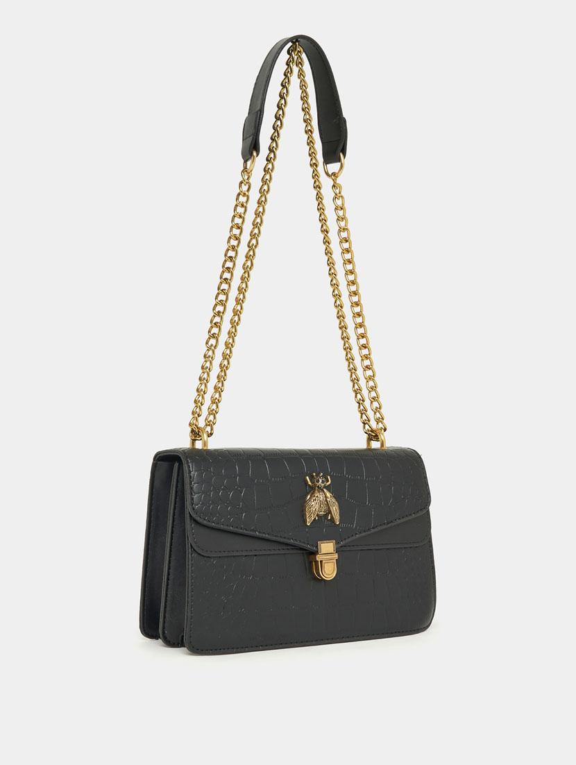 black leatherette (pu) textured sling bag - 21071590 -  Zoom Image - 0