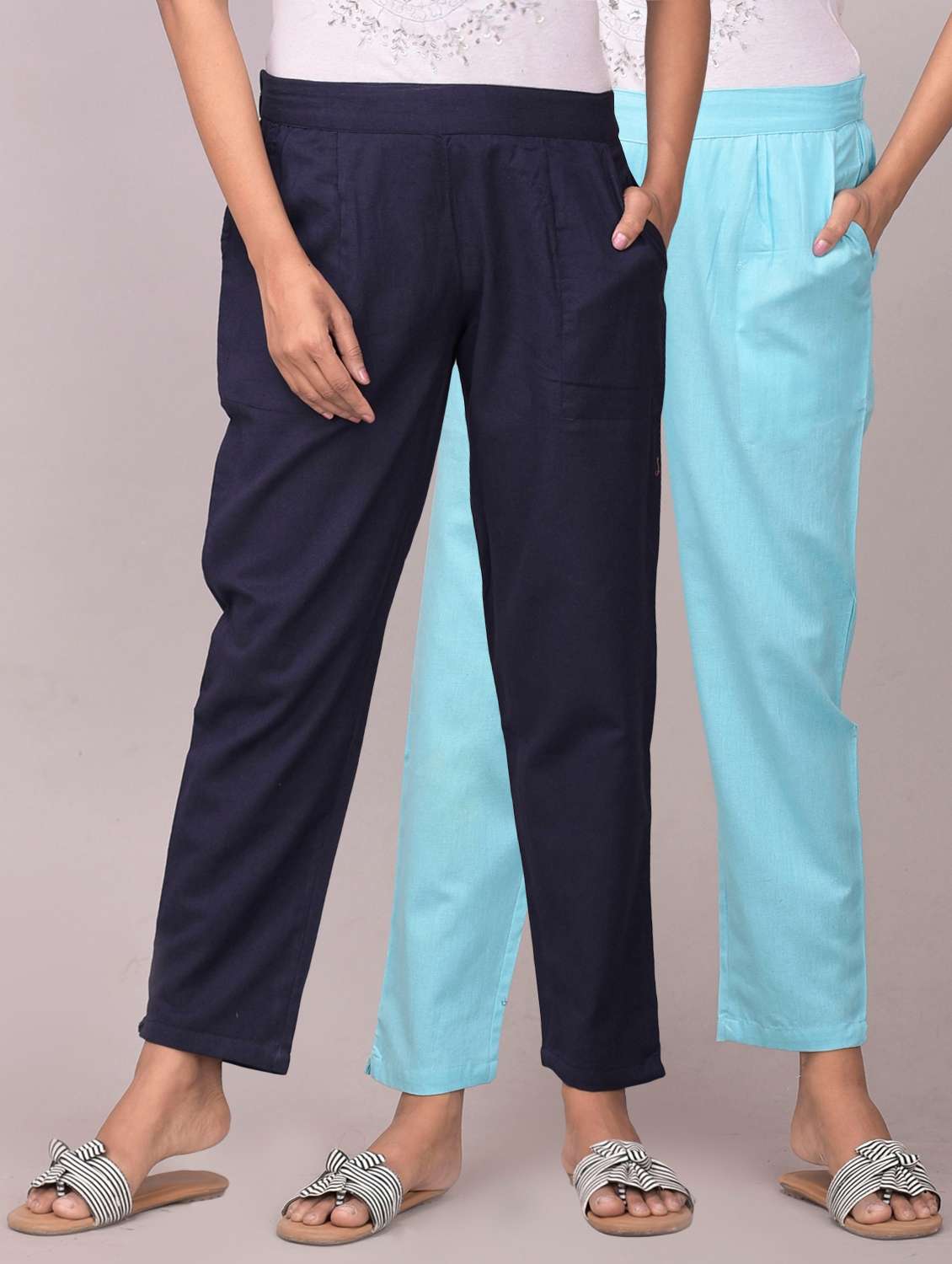 multi color pack of 2 solids trousers