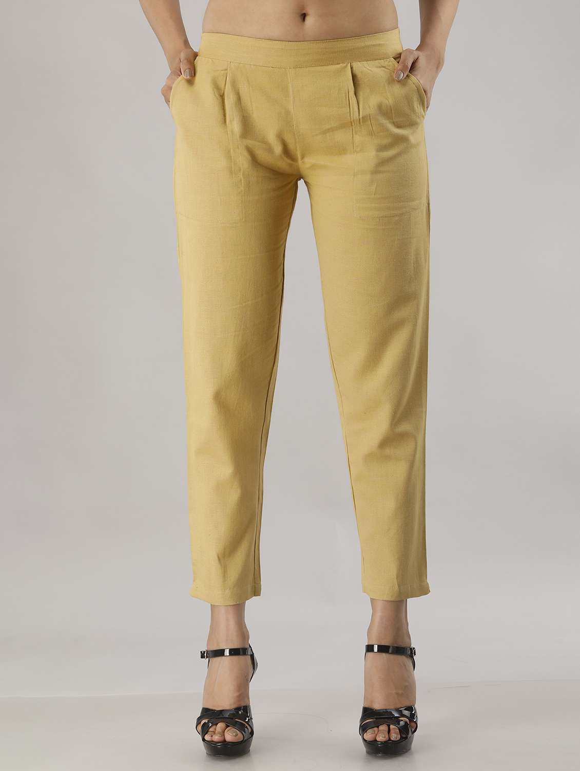 women solids ankle length cigarette pants
