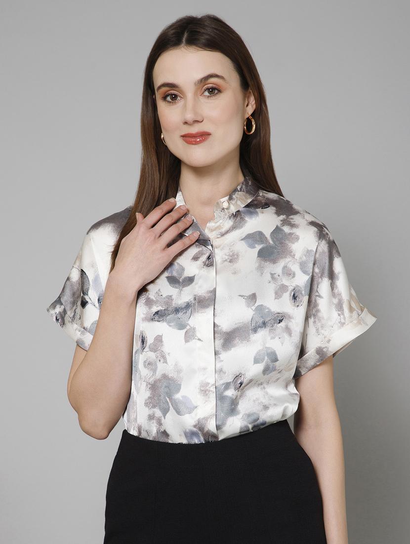 grey printed detailed casual shirt - 21072190 -  Zoom Image - 0