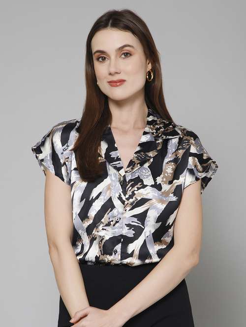 black printed detailed casual shirt - 21072192 - Standard Image - 0
