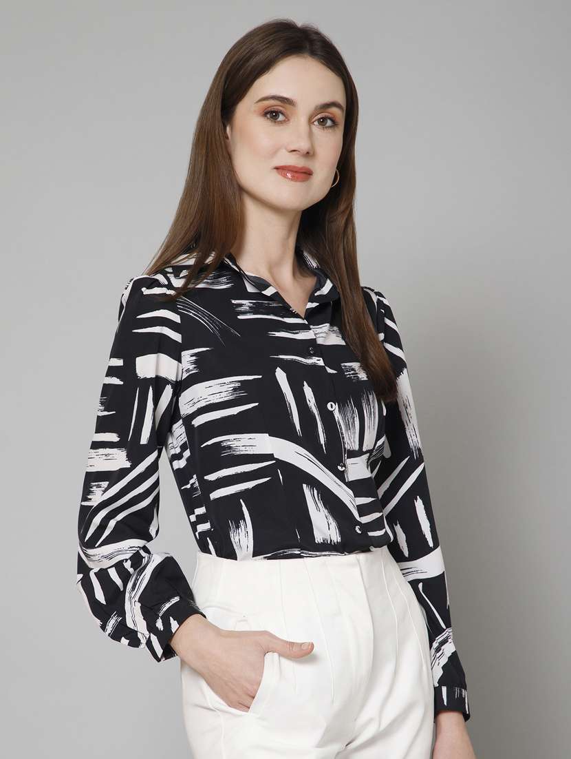 black printed detailed regular shirt - 21072201 - Standard Image - 2