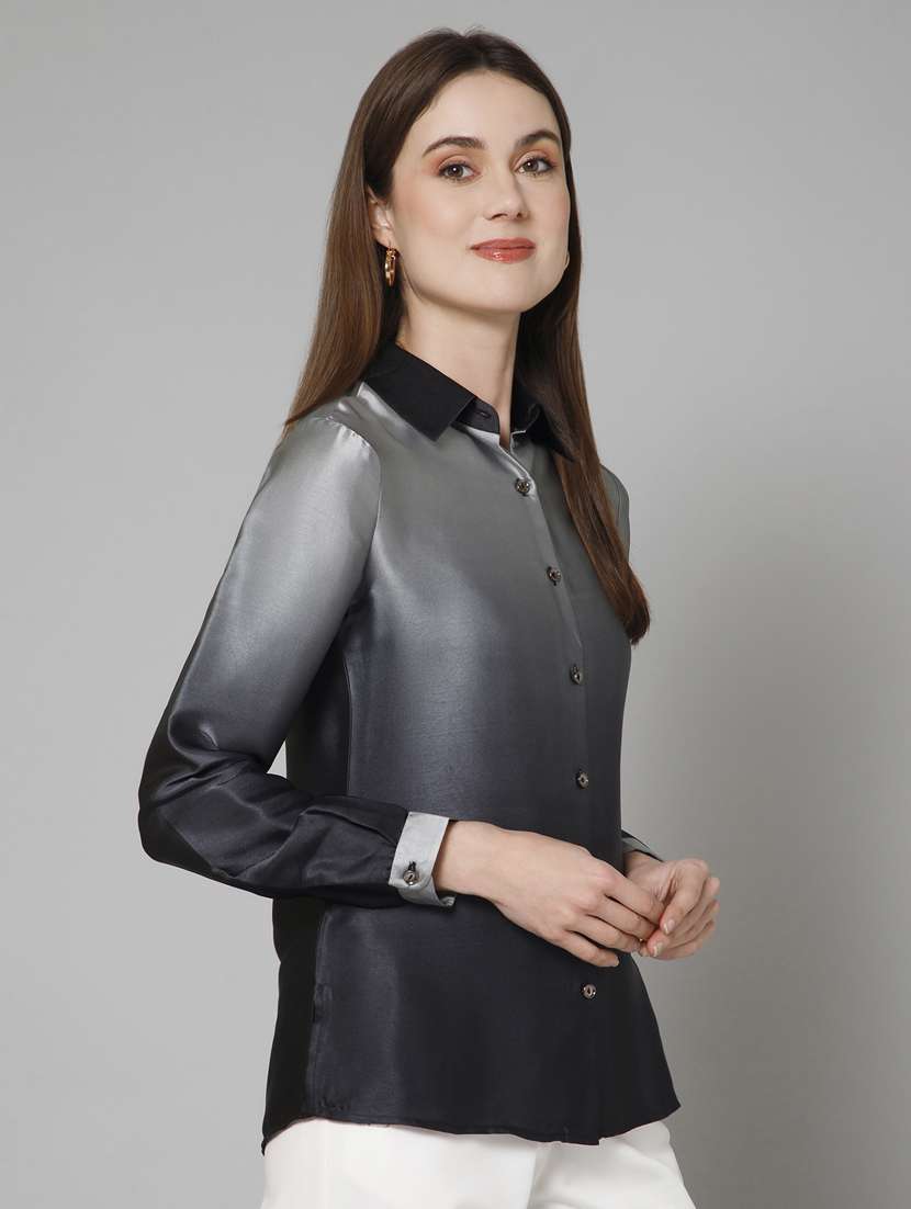 grey ombre detailed casual shirt - 21072206 - Standard Image - 2