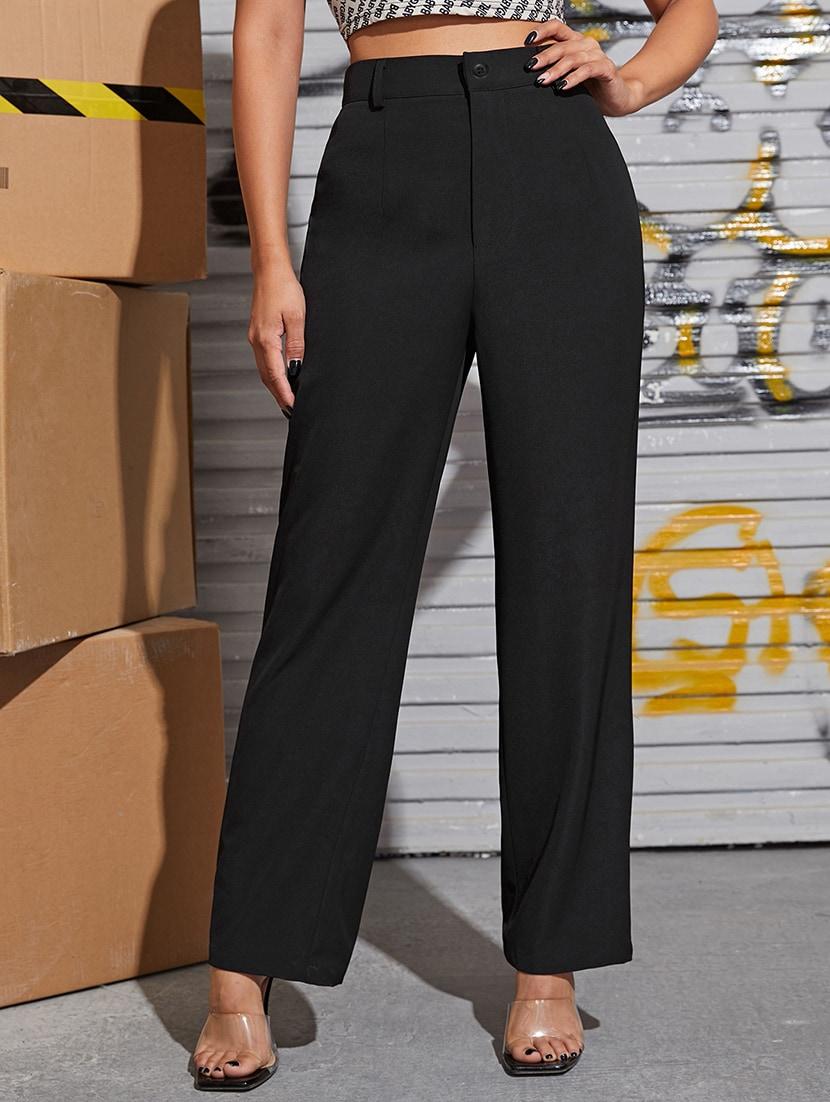 women solid high rise trouser - 21072340 - Zoom Image - 0