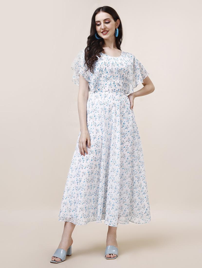 women round neck floral printed fit & flare dress - 21072580 -  Zoom Image - 0