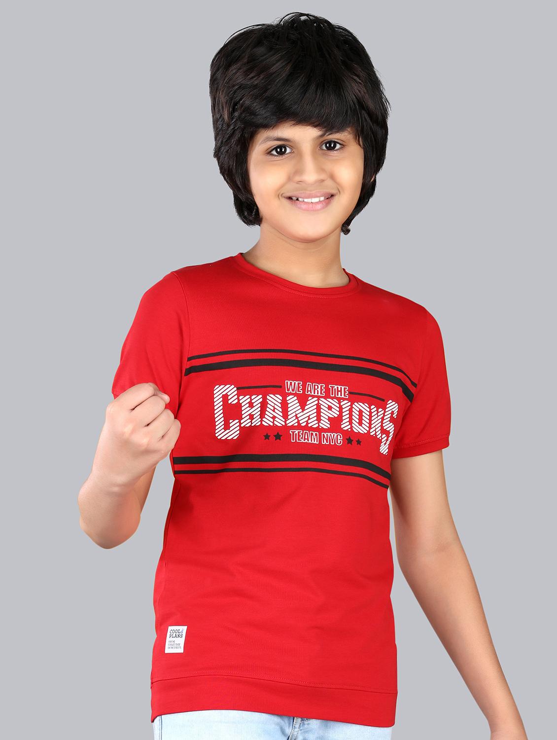 boys chest print cotton t-shirt - 21073187 - Zoom Image - 0
