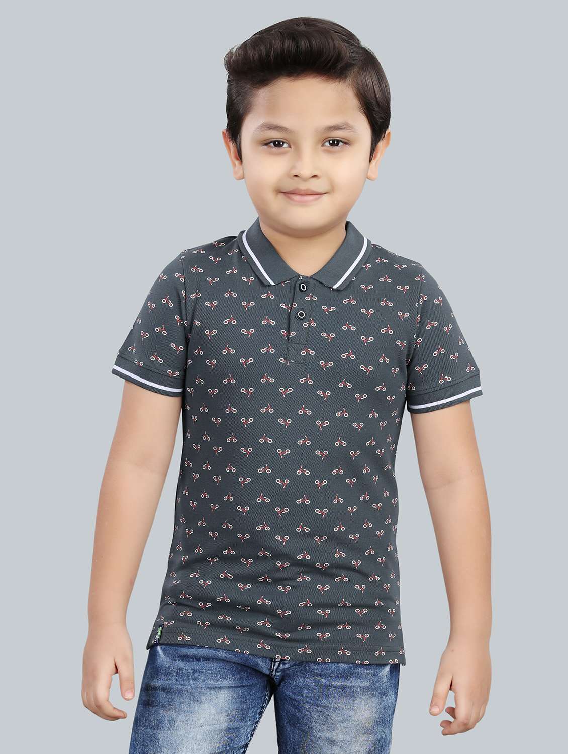 boys printed cotton polo t-shirt