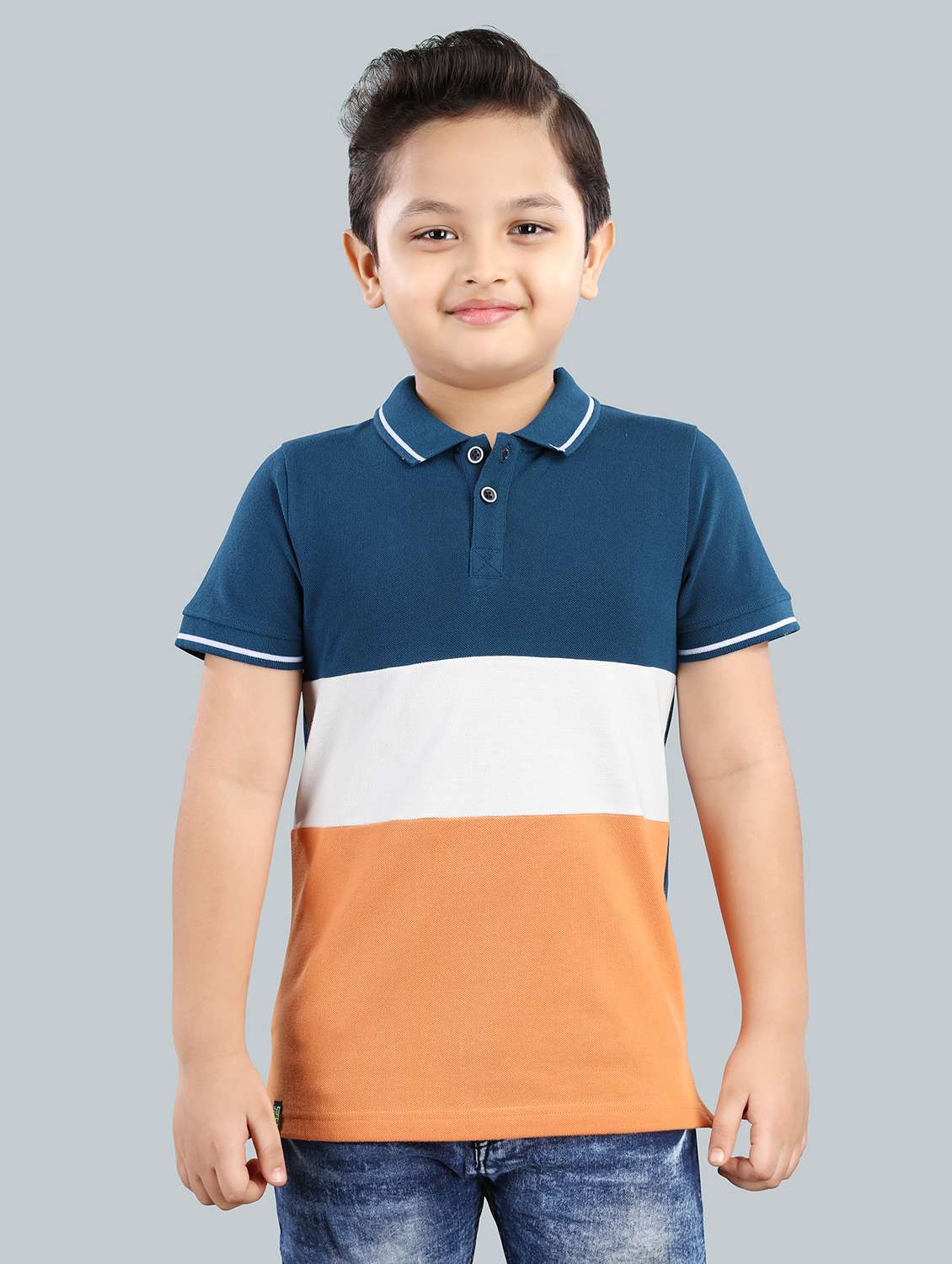 boys color block cotton polo t-shirt