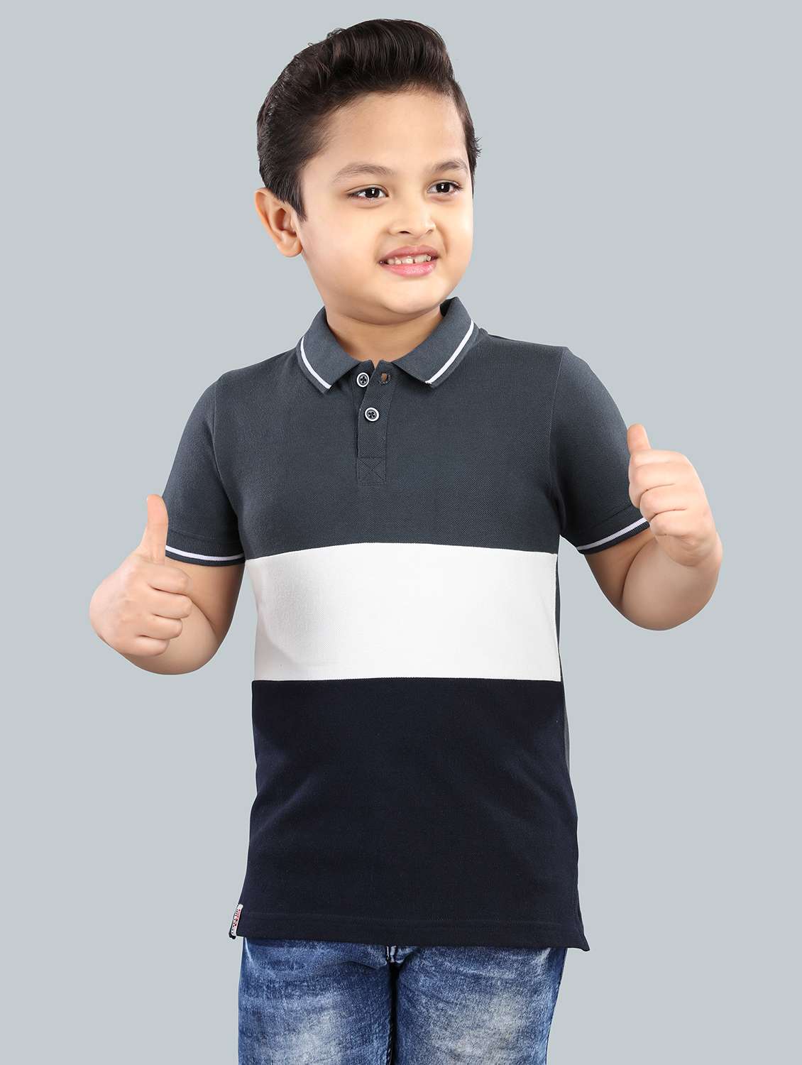 boys color block cotton polo t-shirt