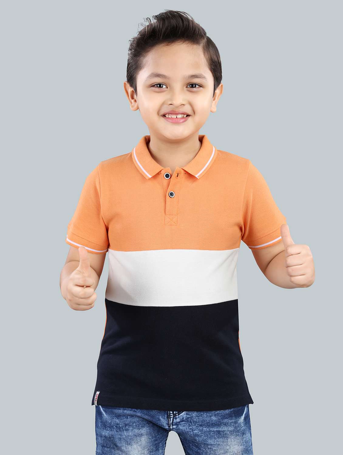 boys color block cotton polo t-shirt
