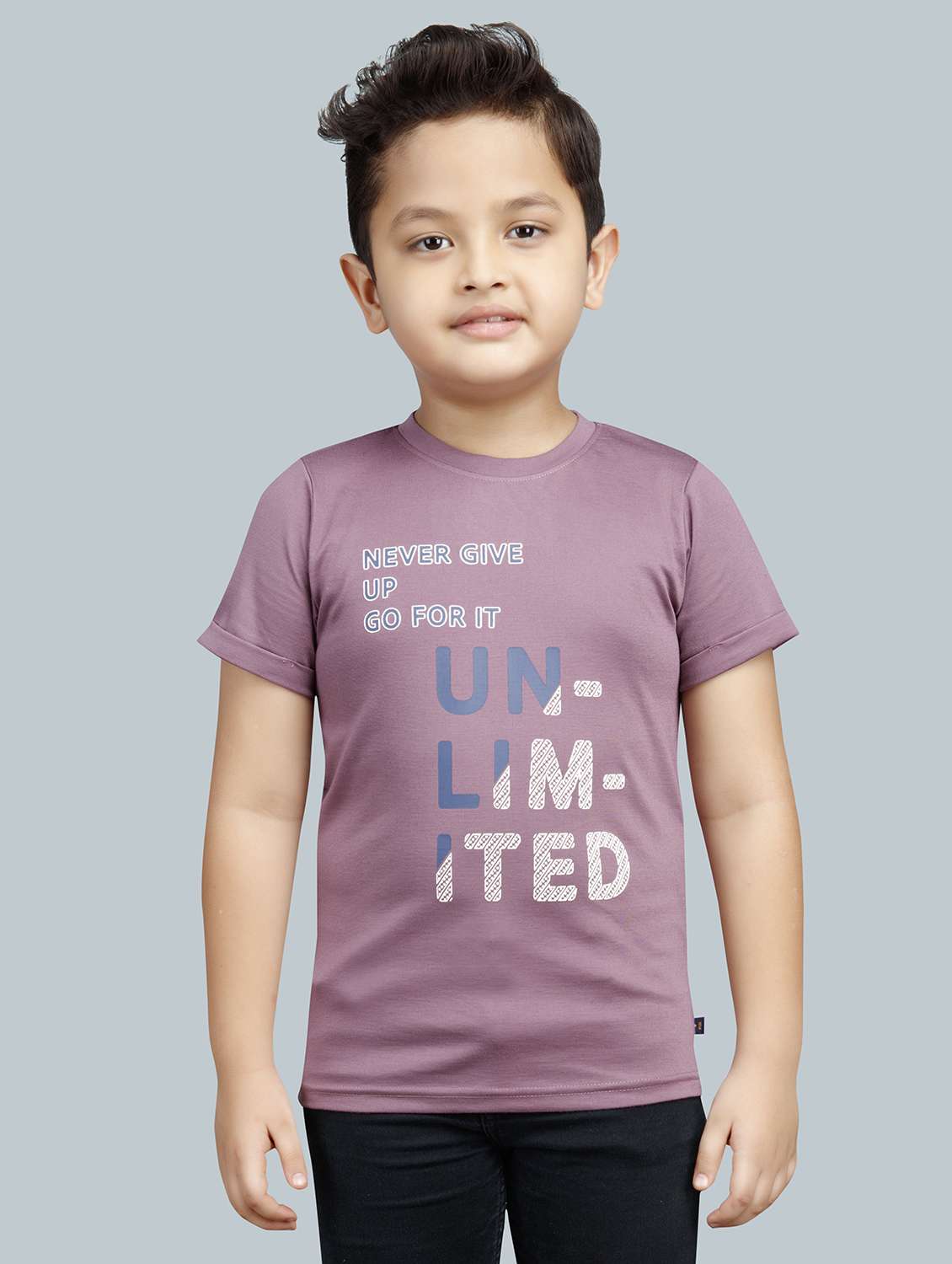 boys front print cotton t-shirt
