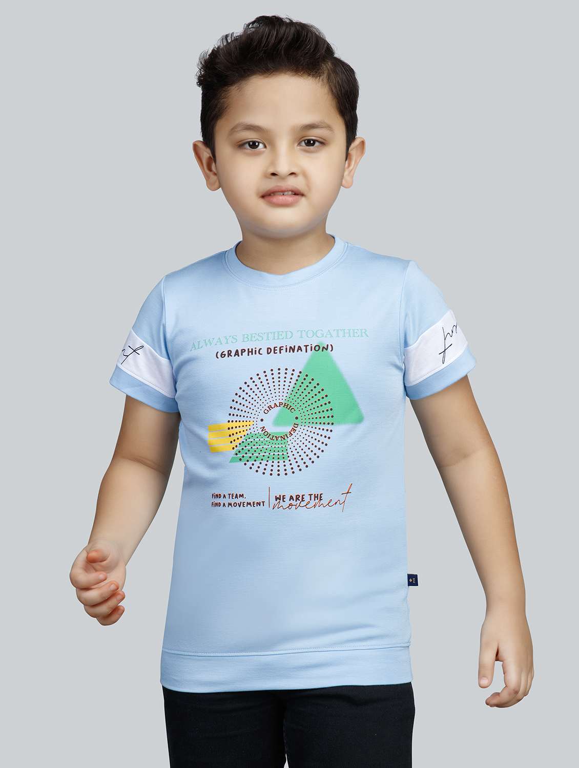 boys front print cotton t-shirt