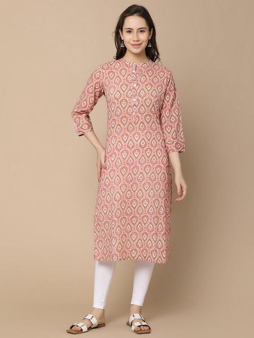 pink cotton straight kurta - 21073253 -  Standard Image - 0
