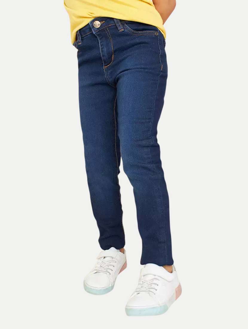 girls skinny fit solid jeans