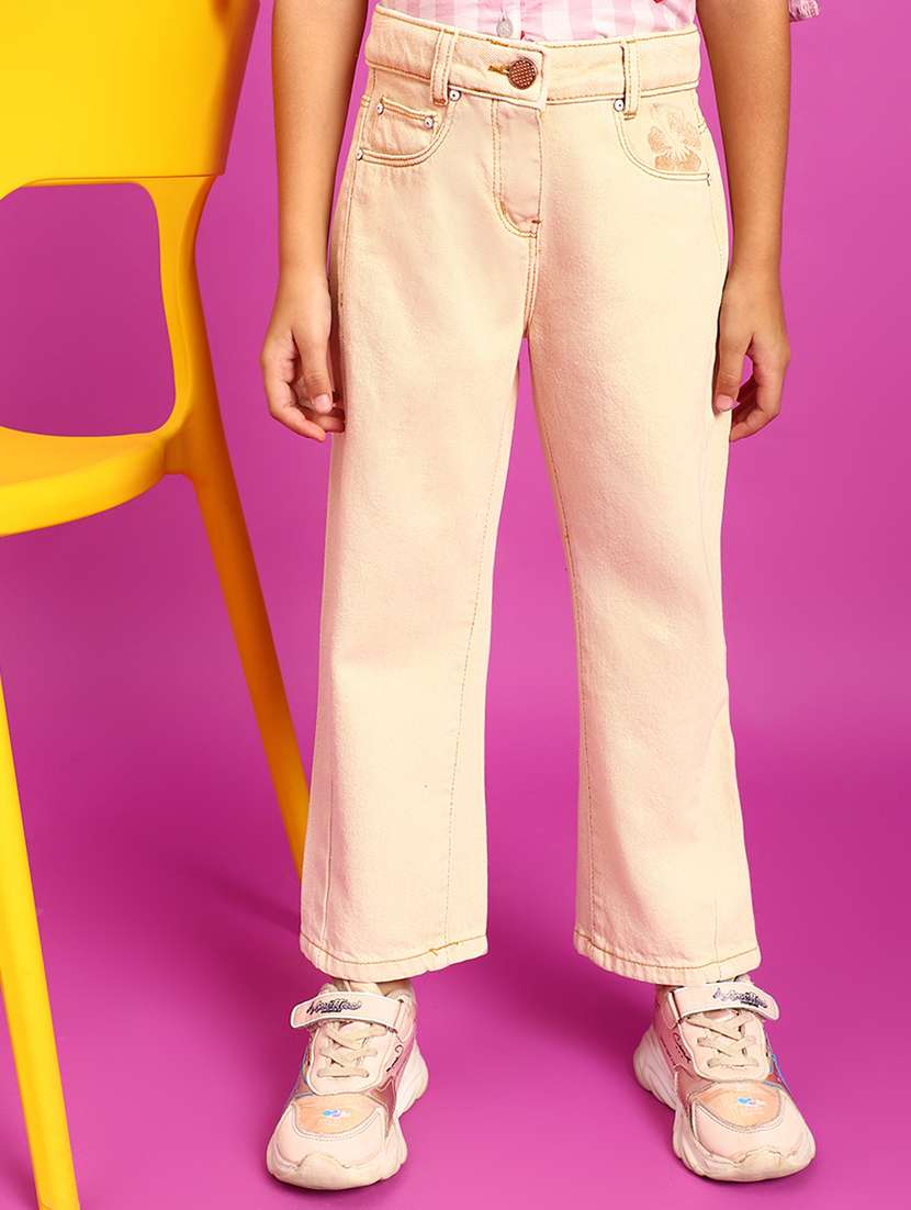 girls mid rise plain jeans