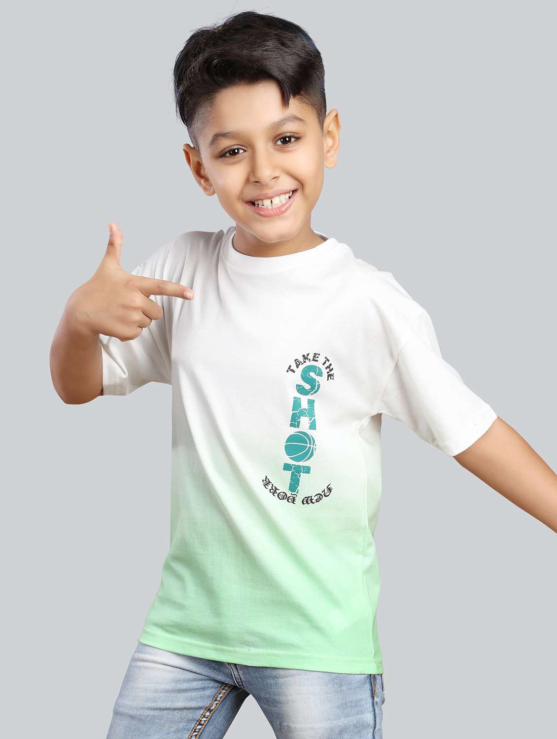 boys printed round neck oversized t-shirt