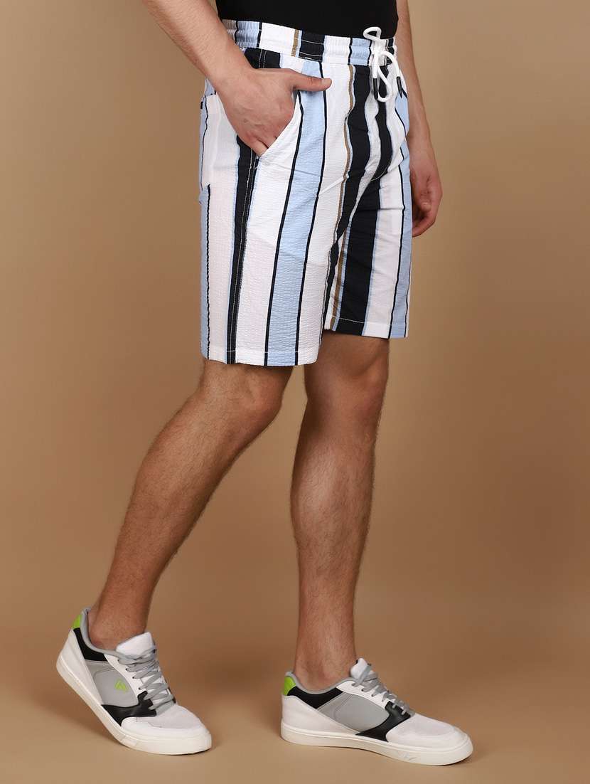 men striped mid rise cotton shorts - 21073890 -  Standard Image - 2