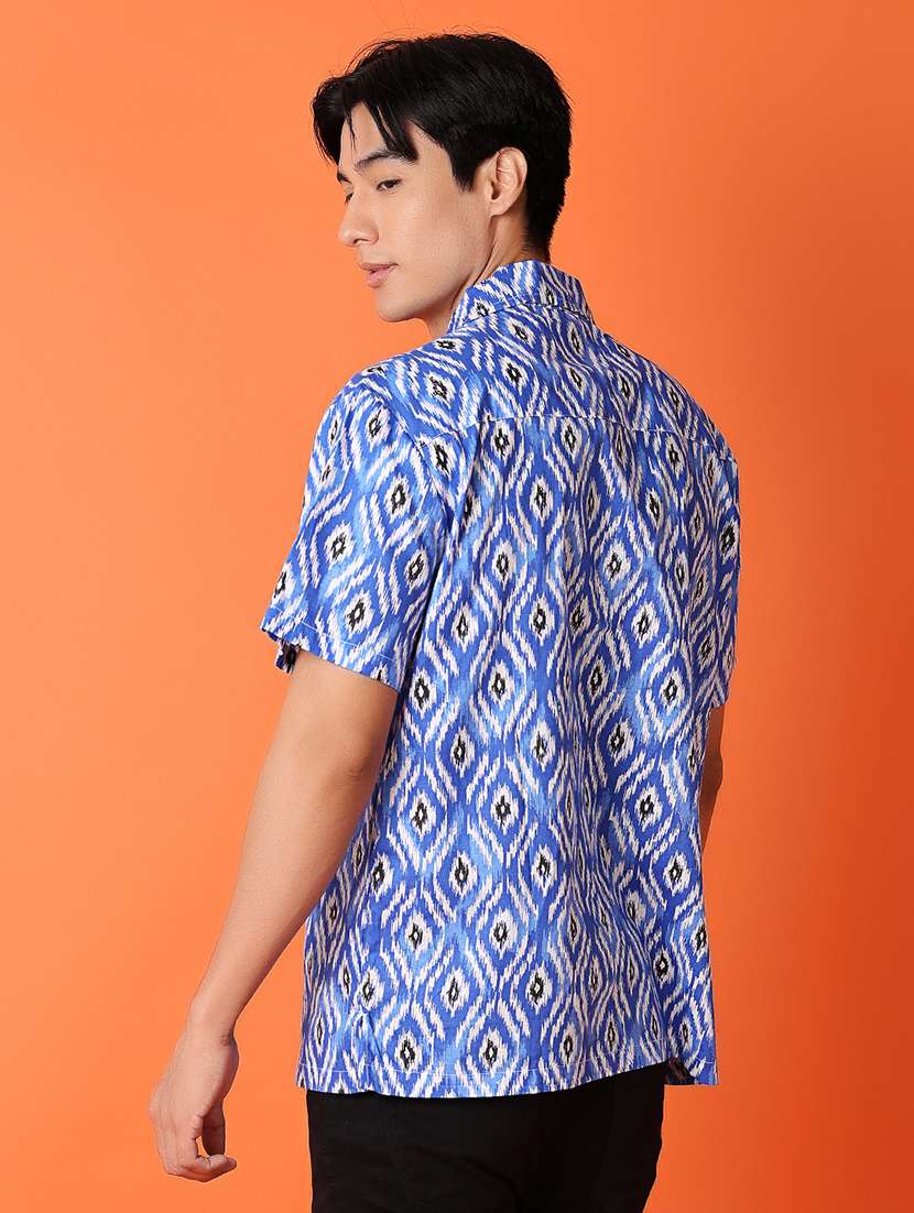 men blue printed casual shirt - 21073911 -  Standard Image - 2