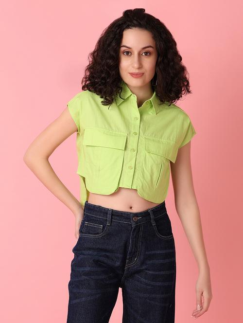 green solid regular shirt - 21073956 - Standard Image - 0