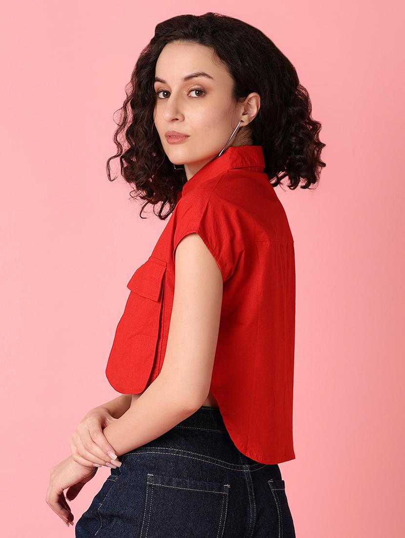red solid regular shirt - 21073957 - Standard Image - 2