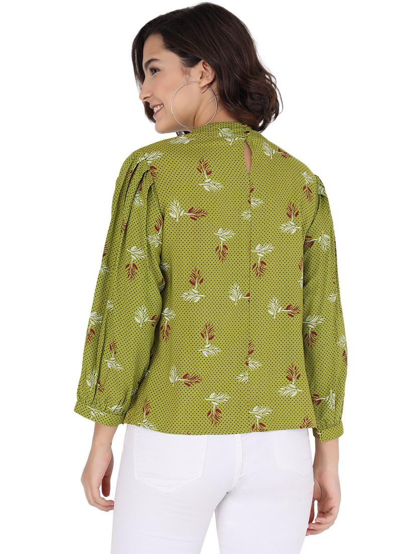 green printed detailed regular top - 21074445 - Standard Image - 2