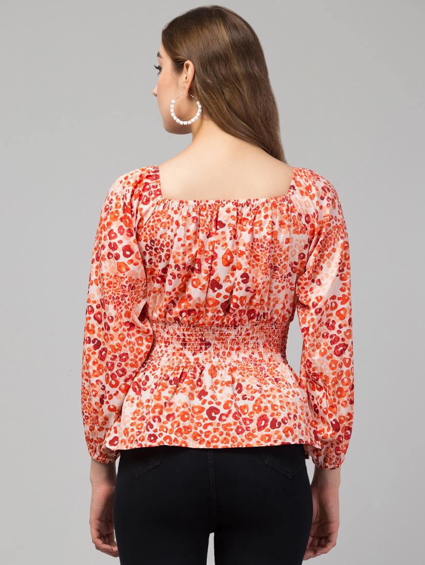 women orange printed peplum top - 21074448 -  Standard Image - 2