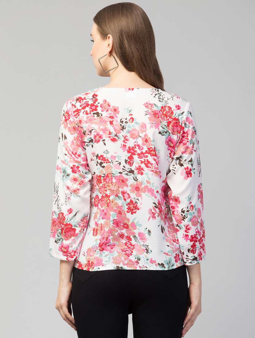 women white floral printed regular top - 21074454 -  Standard Image - 2