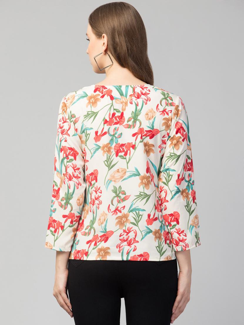 women white floral printed regular top - 21074457 - Standard Image - 2