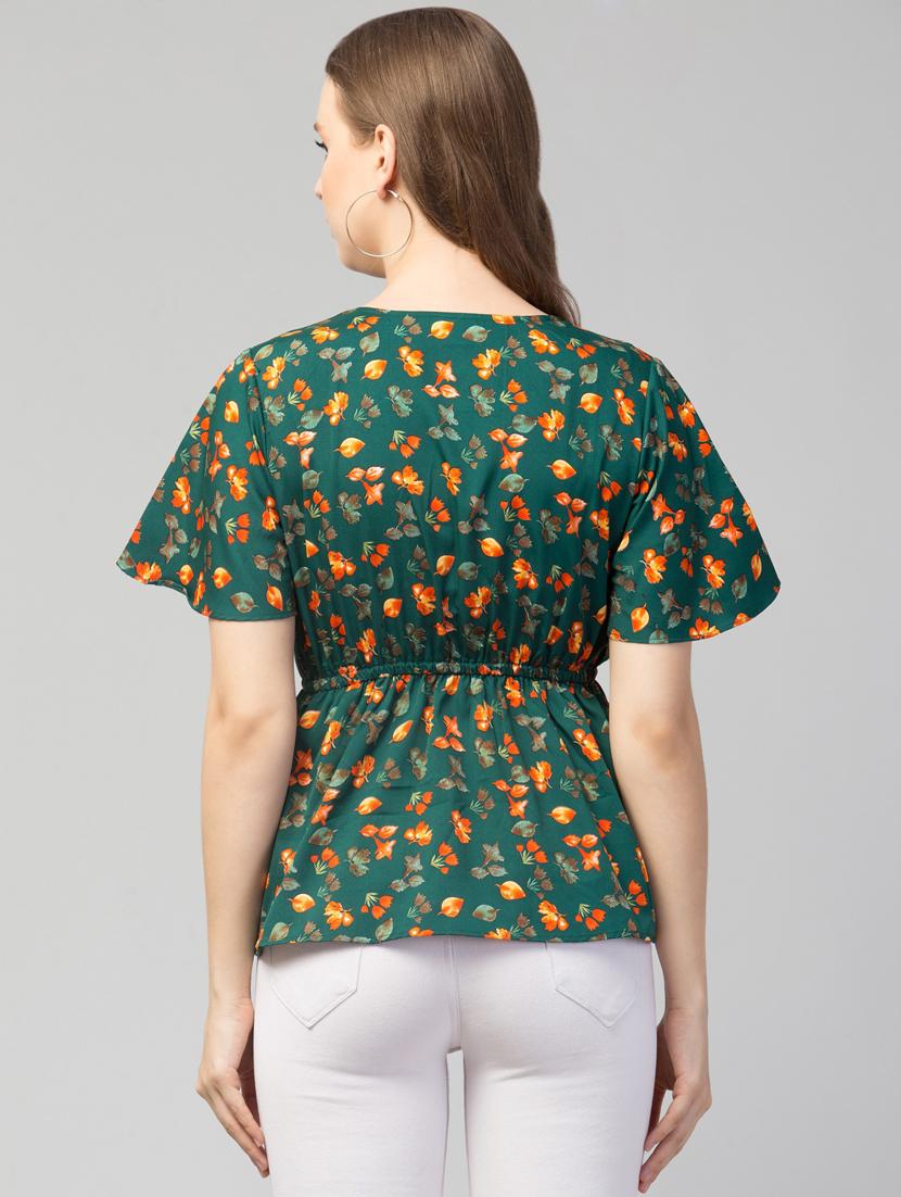 women green floral printed peplum top - 21074465 - Standard Image - 2