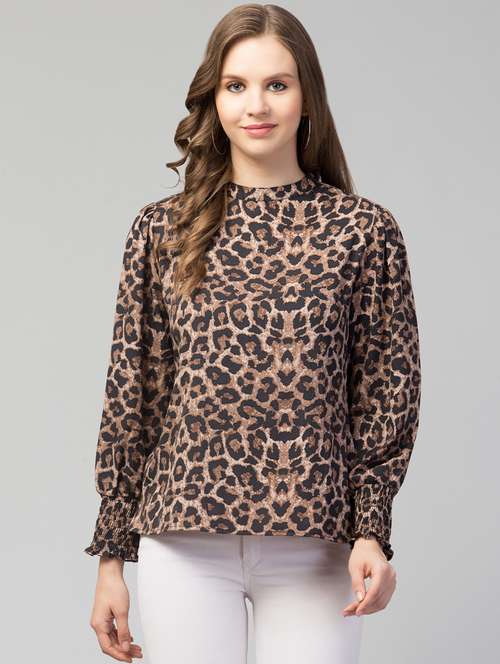 women brown printed regular top - 21074467 -  Standard Image - 0