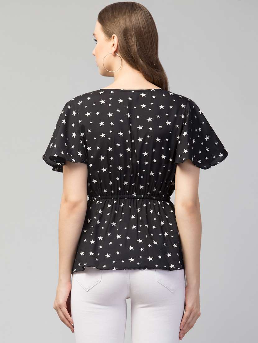 women black printed peplum top - 21074468 -  Standard Image - 2