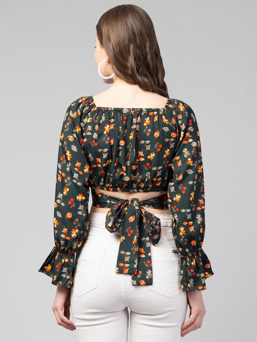 women green floral printed crop top - 21074475 -  Standard Image - 2