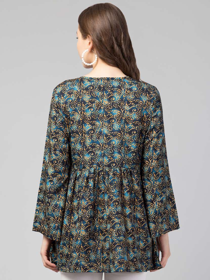 women navy blue printed kurti - 21074477 -  Standard Image - 2