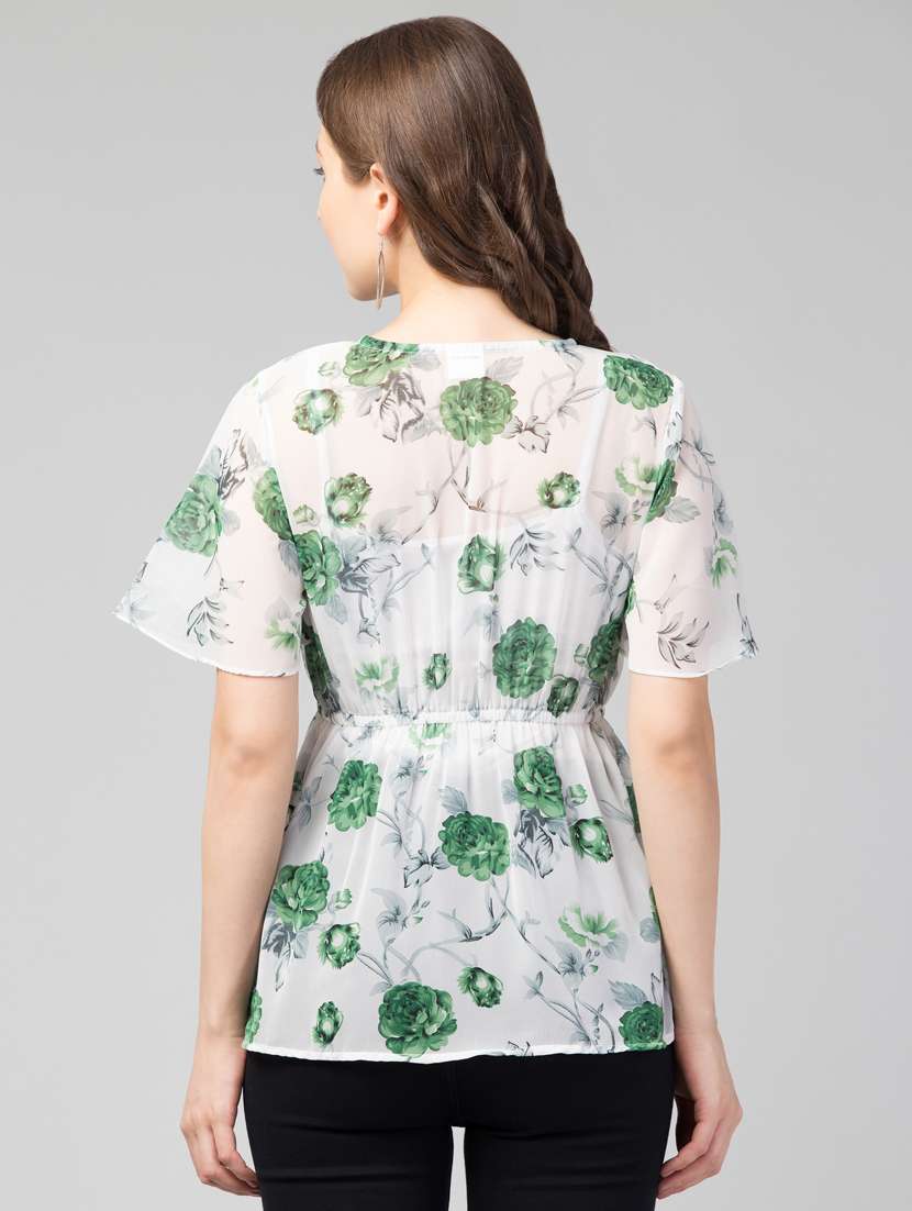 women white floral printed peplum top - 21074486 -  Standard Image - 2