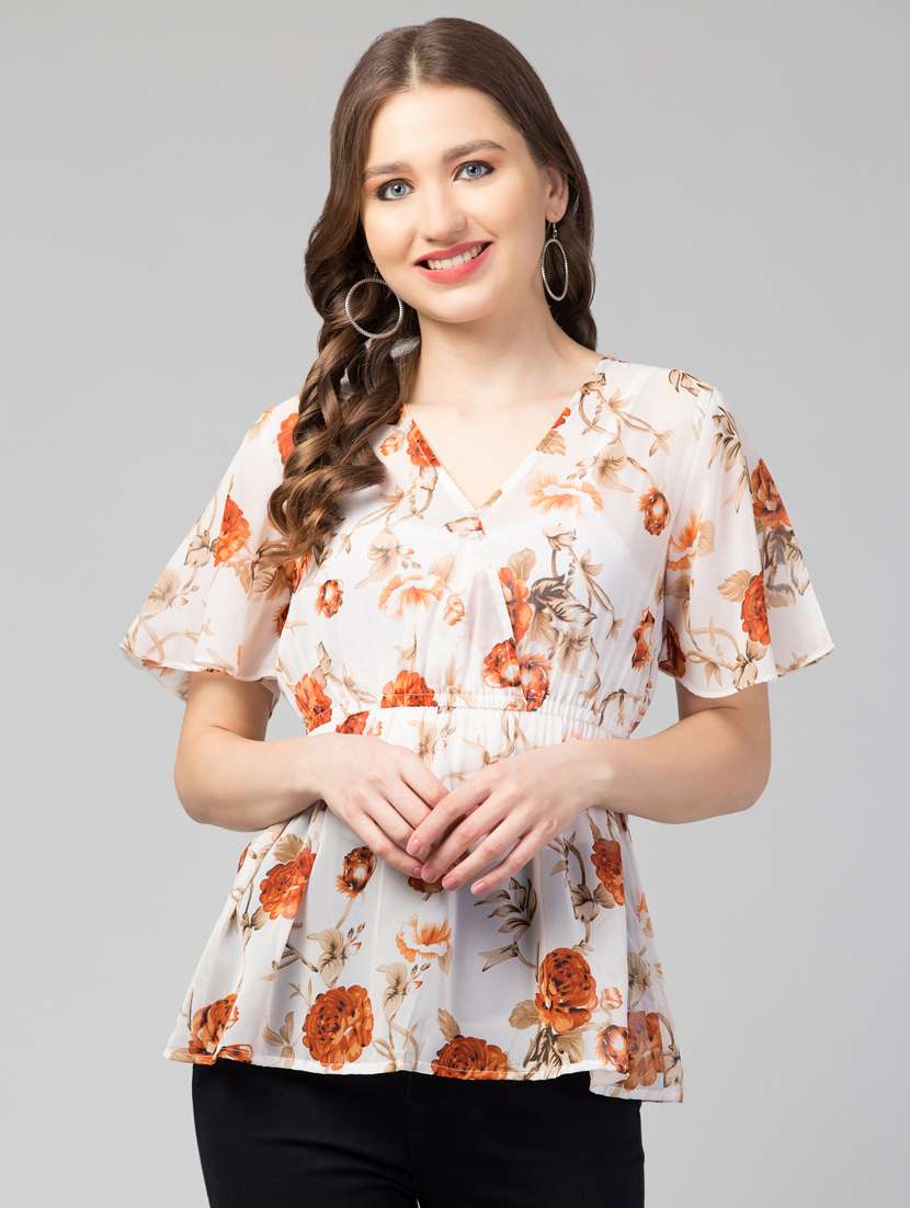 women white floral printed peplum top